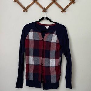 Merona Plaid Cardigan M